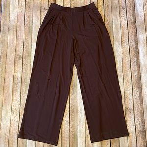 NWT Garnet Hill Women’s Wide Leg Comfort Trousers Relaxed Stretchy Brown Size S